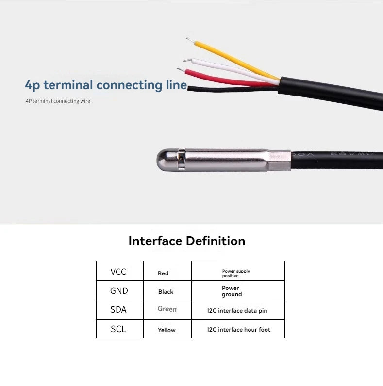 SHT20 SHT30 SHT40 temperature and humidity sensor waterproof stainless steel IIC module digital I2C probe
