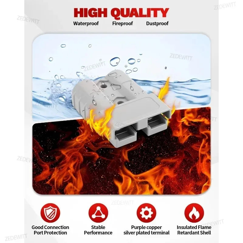 Premium 50A DC Power Connector Anderson Style Plug Fit Solar Panel RV Car Battery Charger Electric Power Tool Parts