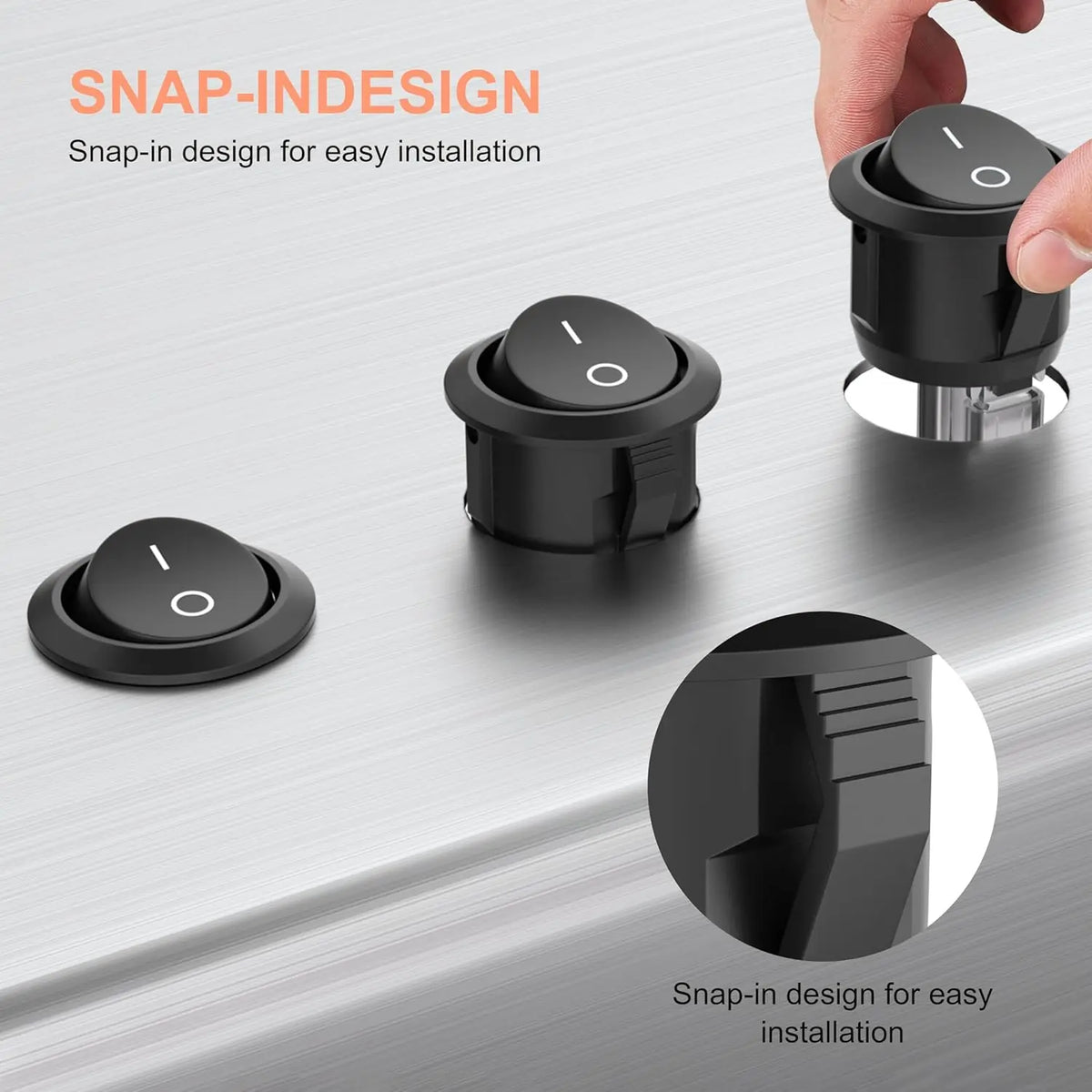 5/10pcs Mini Round Rocker Switch 15mm Spst Open/Off 12V Dc Power Supply Easy to Install Durable Nylon and Terminal