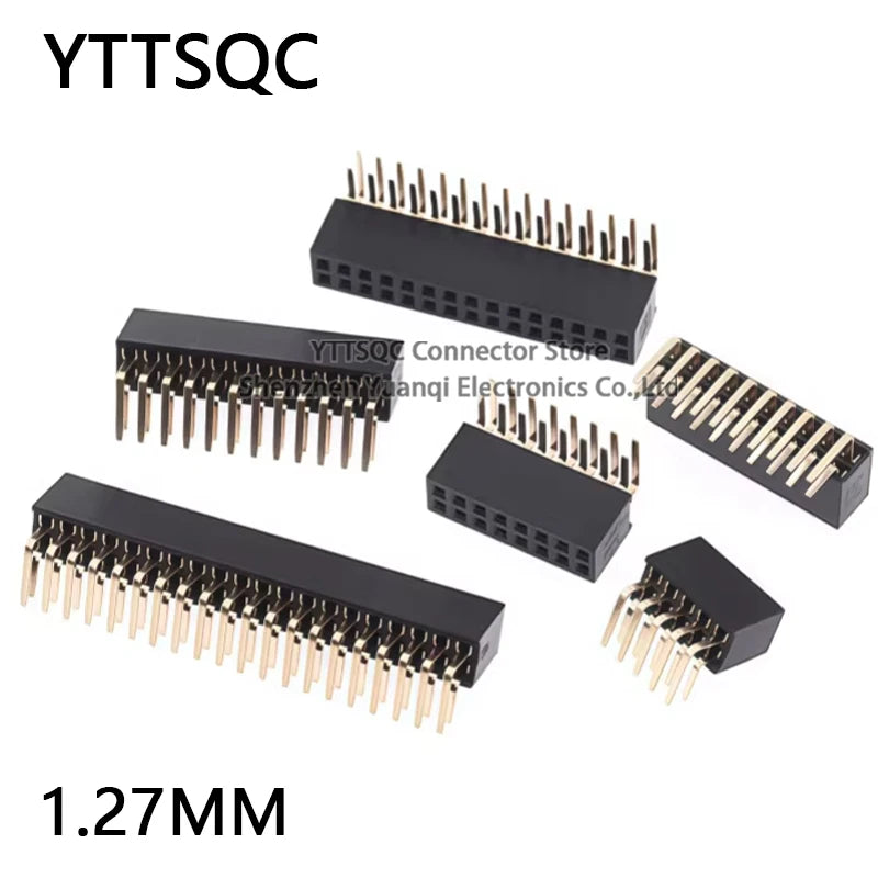10PCS 1.27mm Pitch 2*2/3/4/5/40 pin Double Row Right Angle FEMALE HEADER Strip Connector Socket 2X3p/4p/6p/8p/20/40 PIN