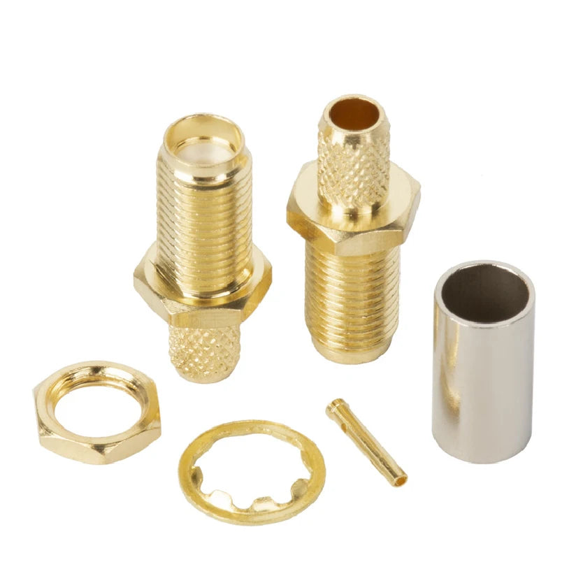 RP-SMA-KY-3 Male Female Bulkhead Crimp for RG58 RG142 SYV50-3 Cable RF Coaxial Connector