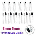 20/40PCS 3mm & 5mm 940nm LEDs Infrared Emitter and IR Receiver Diode Diodes Kit - for Remote Control Applications ,arduino