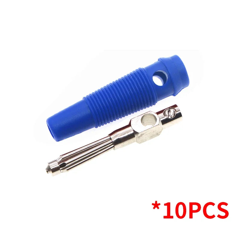 10PCS 4mm 32A Solderless Side Stackable Banana Plug High Current Insulated Shrouded Connector