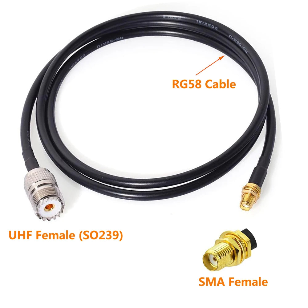 SMA Female to UHF Female SO239 Crimp RG58 Cable RF Jumper Pigtail for Wouxun Baofeng BF-F8HP UV-5R UV-82 BF-888S