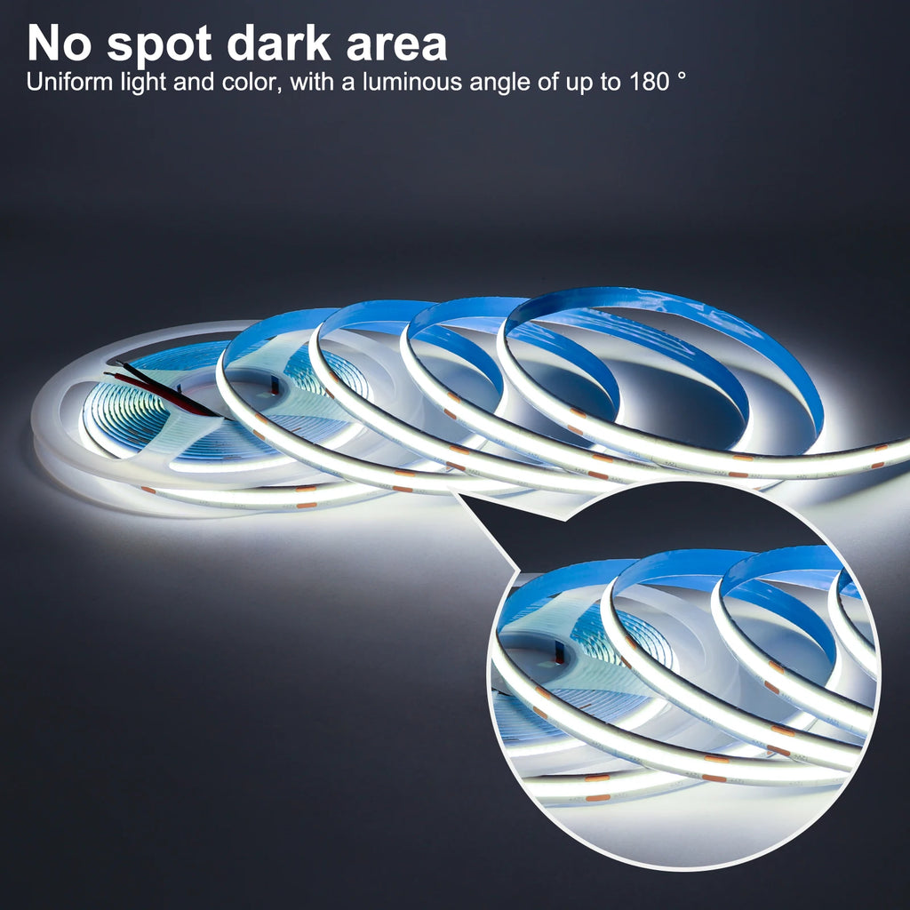 FOB COB LED Strip Lights 3mm 5mm 8mm 10mm 12V 24V Flexible Dimmable LED Tape Easy Install Cuttable 3000K 4000K 6000K LED Tape