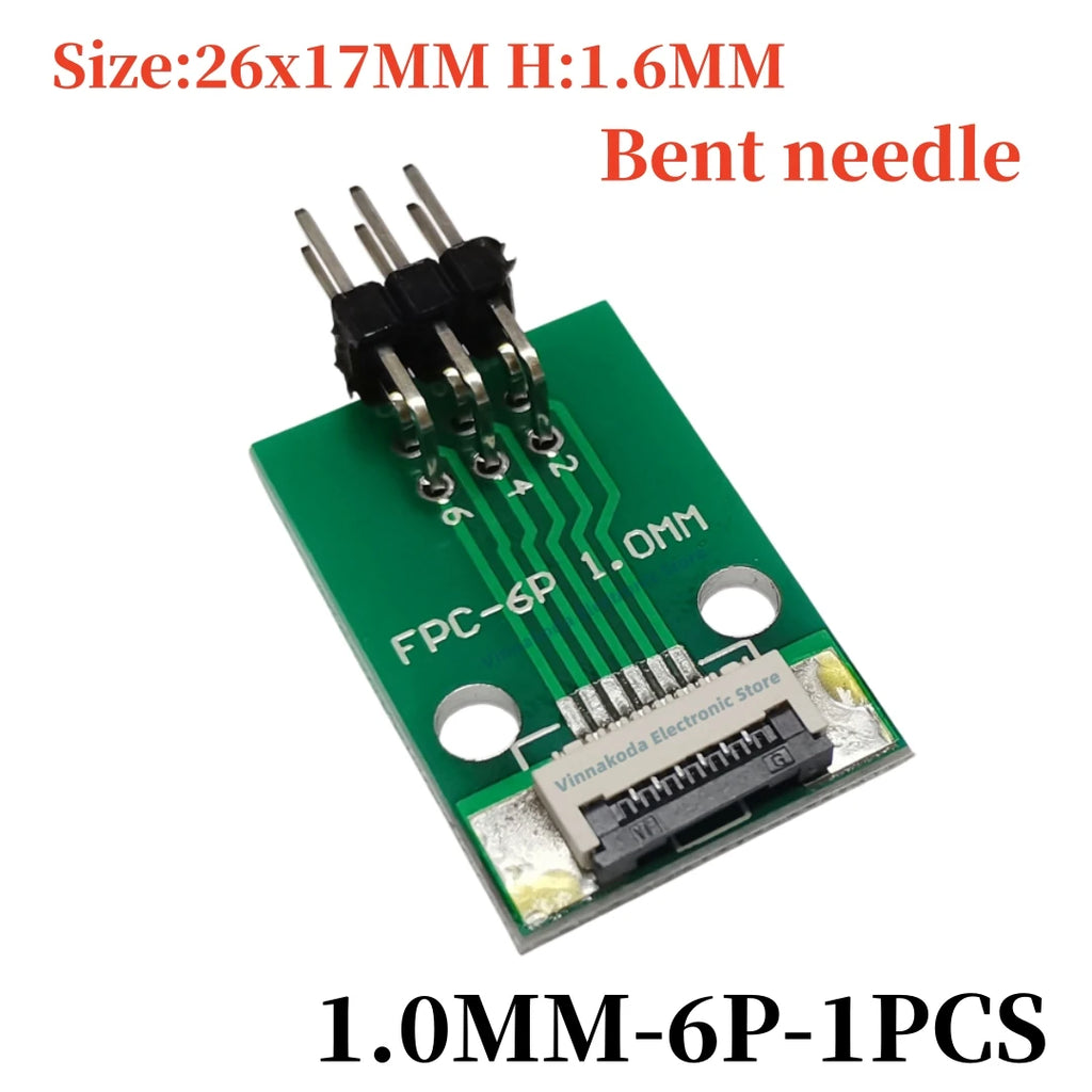 FFC/FPC Adapter Board with Soldered 1.0MM Flip Cover Lower Connector Straight or Bent Pins Available, 4/6/8/10/12/14/16/20/30P