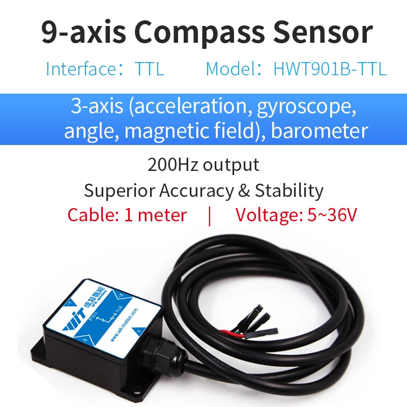 WitMotion WT901SDCL AHRS MPU9250 200Hz 9-Axis Offline Accelerometer Data Logger,  Gyro+Angle (XY 0.05° Accuracy)+Magnetometer