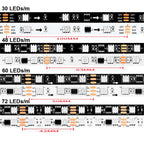 DC12V 24V WS2811 RGB LED Strip Individually Addressable 30/48/60/72/84 Leds/m Tape Light IP30/65/67 Waterproof Flexible Ribbon