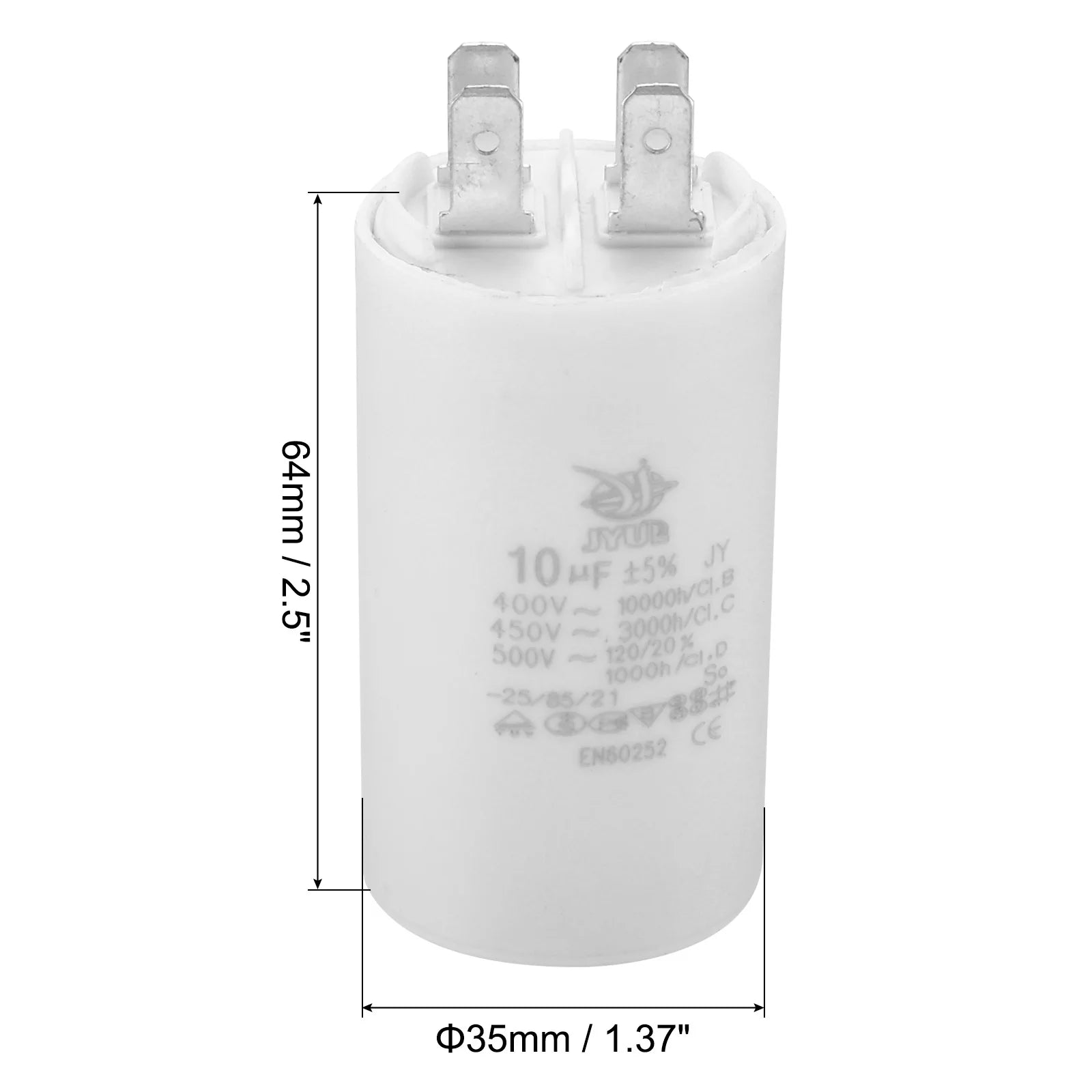 CBB60 8uf-100uf Running Capacitor AC 450V 4 Pins 50/60Hz Double Insert Cylinder Bottom for Air Conditioning Water Pump Fan Motor