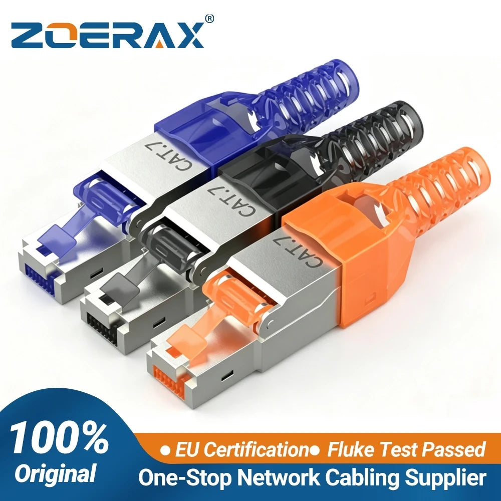 ZoeRax RJ45 CAT8 Cat7 CAT6A Connector Tool-Free, Toolless RJ45 Termination Plug Reusable Shielded for Ethernet Cables 10Gbps POE