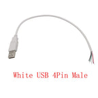 5V USB 2.0 A Male/Female Plug Power Supply Cable 2/4Pin Pigtail Wire Jack Charger Charging Cord Extension Connector DIY 0.3/1/2M