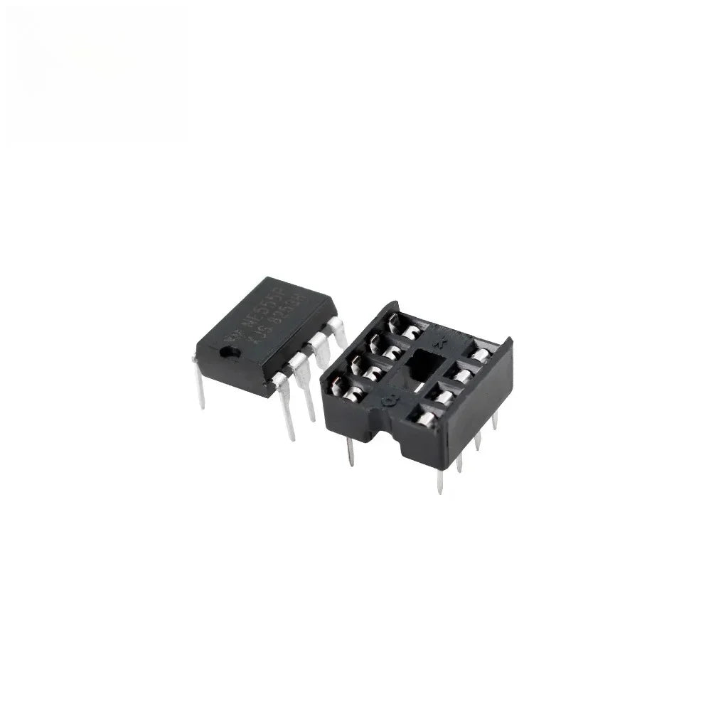 NE555 NE555P IC 555 & 8 Pin DIP Timer Programming Oscillator Chip Sockets Kit 1/5set