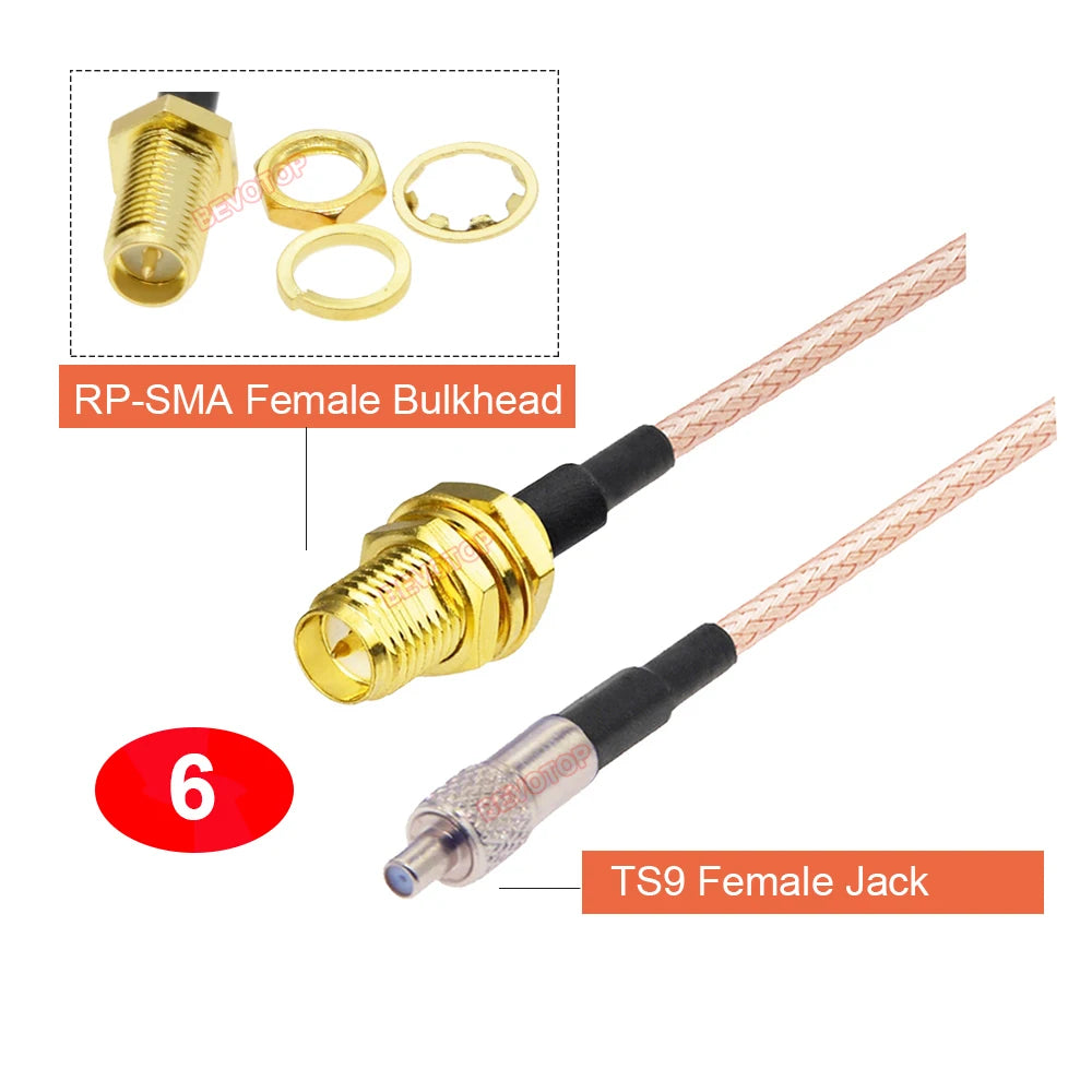 2PCS/LOT RP-SMA / SMA to TS9 Male / Female Connector RG316 Cable SMA to TS9 Extension Pigtail for Huawei 3G Modem Router