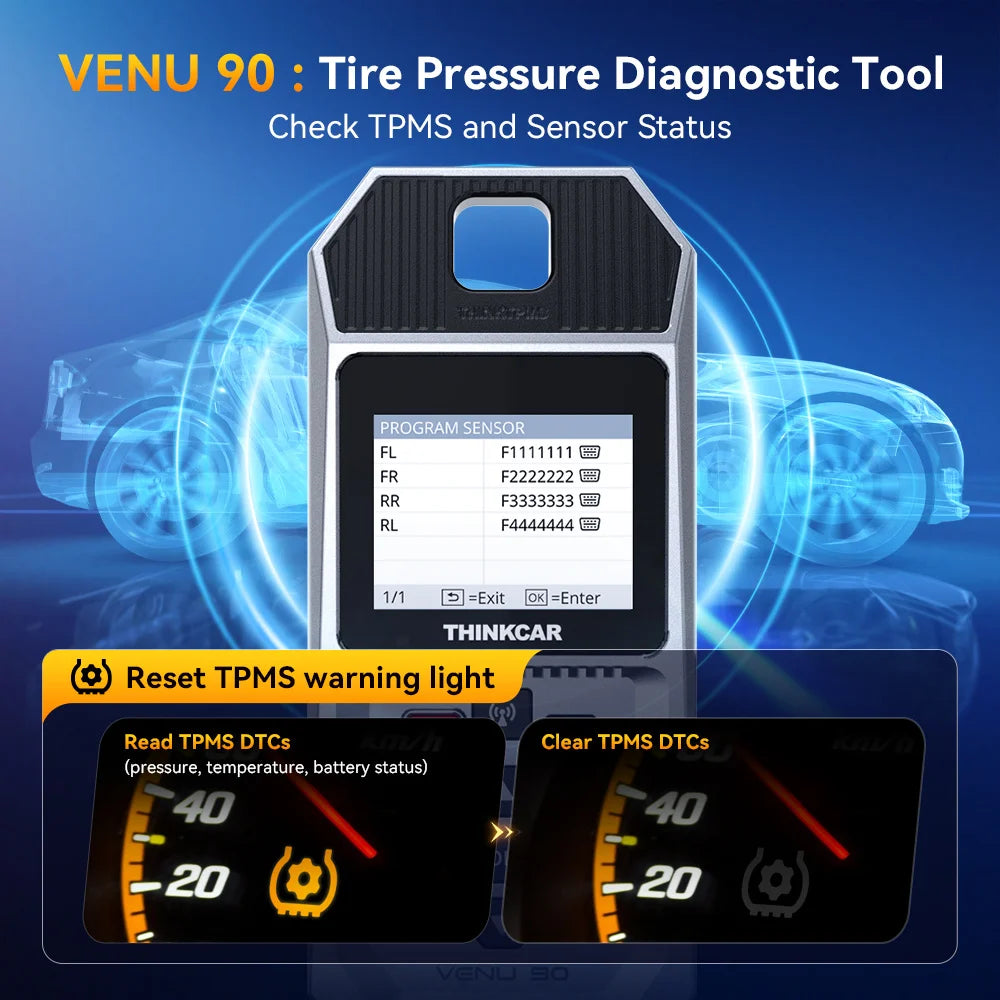 THINKCAR VENU 90 OBD Automotive Tire Pressure Monitoring Sensor TPMS Relearn Activation Programming Car TPMS Diagnostic Tools
