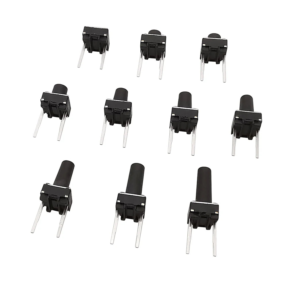 50Pcs 6x6mm Tactile Tact Micro Mini Push Button Switch PCB Panel Momentary Self-reset DIP 2 Pin Tact Switch 6x6x4.3/5/6/7/8/9mm