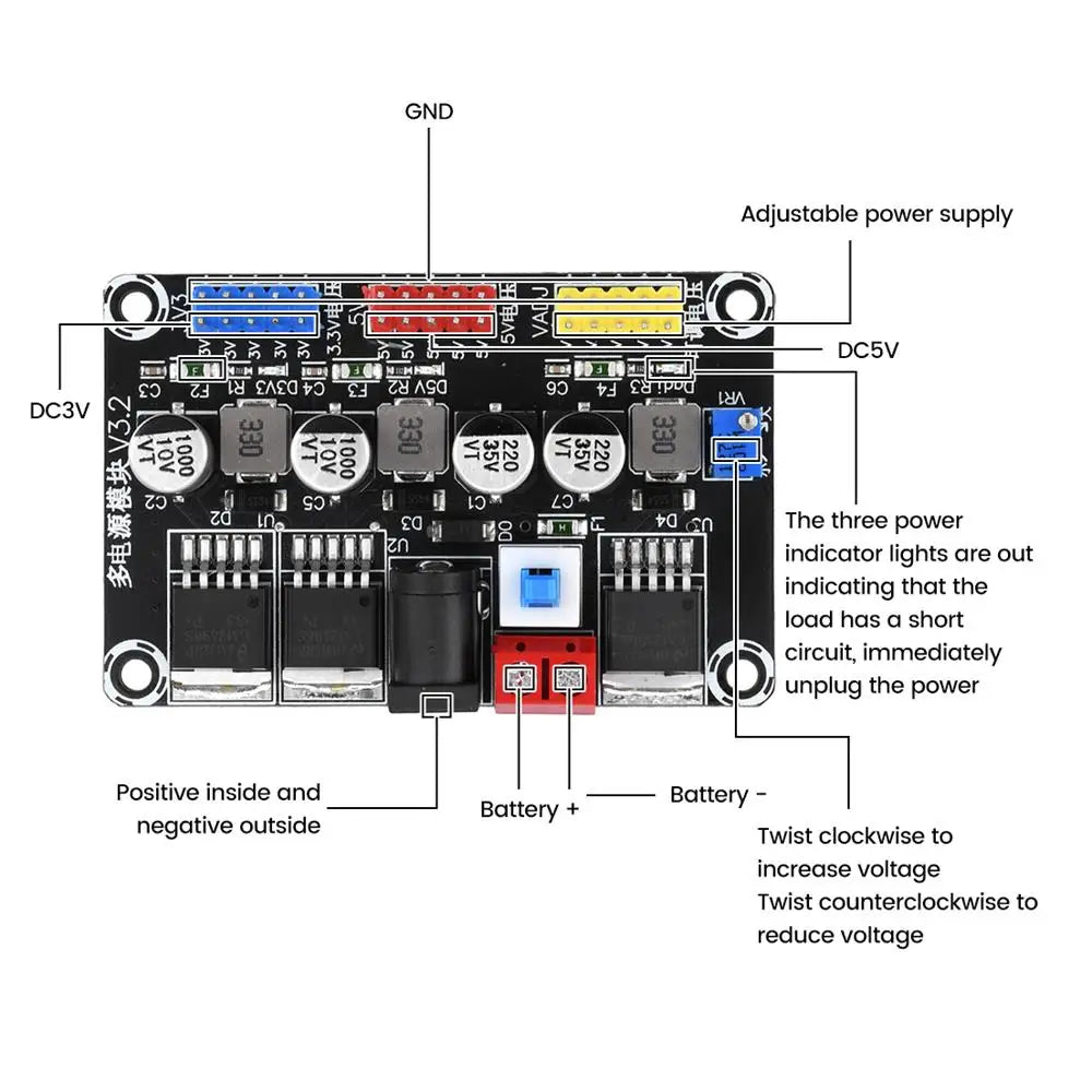 LM2596 DC7-25V To DC3.3V/5V Adjustable Step-Down Module Regulated Power Supply Module Intelligent Vehicle Experimental Power