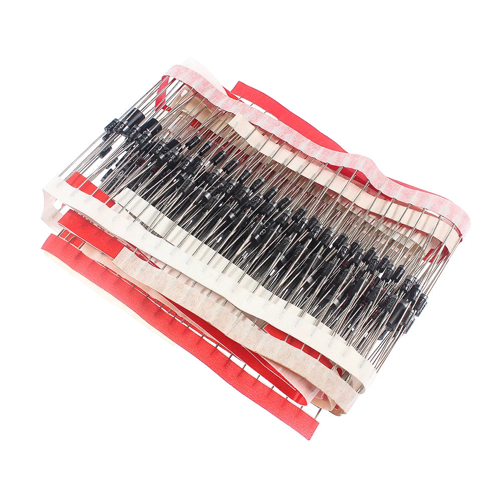 350PCS Rectifier Diode 1N4148 1N4001 1N4004 1N4007 1N5404 1N5406 1N5408 RL207 UF4007 FR107 FR207 1N5817 Schottky Diodes Kit