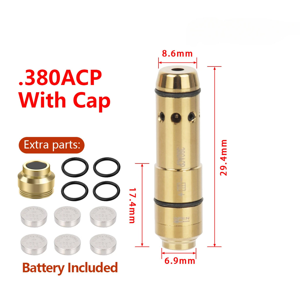 Tactical 9mm Red Dot Laser Training Bore Sight 9x19mm/380ACP/40S&W/223Rem Laser Training Bullet Dry Fire Laser Trainer Cartridge