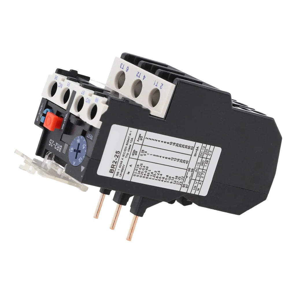 Thermal Overload Motor Relay 3 Phase AC 50Hz/60Hz FR NR2-25 IP20 Plug-in With Indicator Light For CJX2 Series Contactors