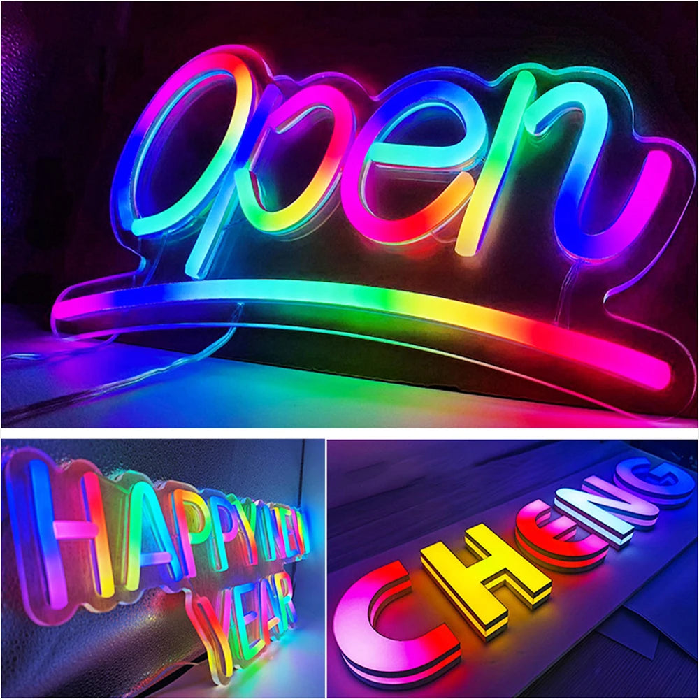 S Shaped LED Lights 5V/12V SMD5050 Addressable RGB Pixel WS2812B/WS2815 Character LED Strip Light for Light Boxes Signboards LED