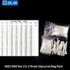 1/4W Metal Film Resistor Assortment Kit, 1/2W 1W 2W 3W 5W Through Hole Electronic Components Pack, 30/41/130 Kinds 1% Tolerance
