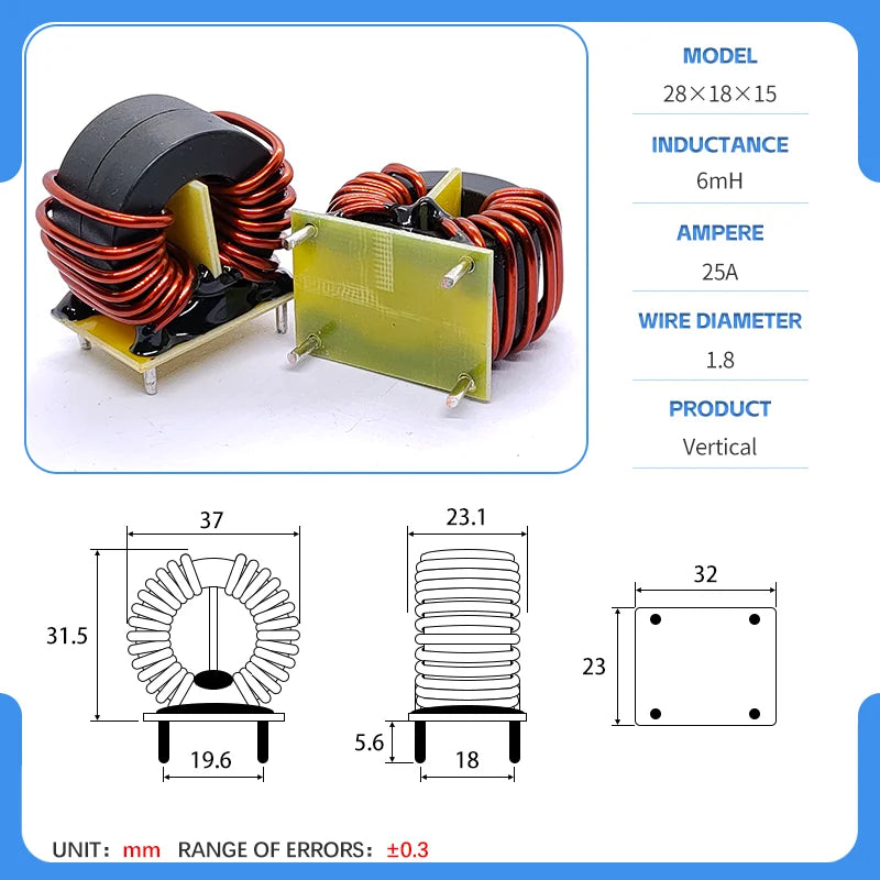 12x8.5x5 20x12x8 26x16x10 Amorphous Nanocrystalline Inductors Toroidal Choke Common Mode Filter Inductor