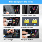 306pcs Fuse Assortment Kit Car Boat Truck SUV Car Assorted Replacement Blade Fuses with 2 Car Fuse Testers and 2 Fuse Pullers