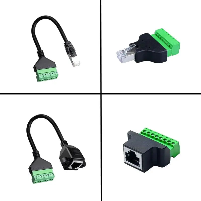 Rj45 to Screw Terminal Block 8P Connector Ethernet Rj45 Male Female to 8 Pin Screw Terminal Network Adapter Cable For CCTV DVR