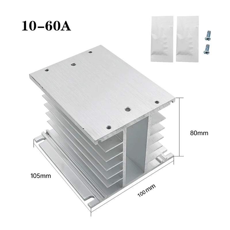 TSR  SSR-10AA 25A 40A 60A 80A Three Phase SSR Solid State Relay AC Control AC 480V 70-280V Input Aluminum Radiator Heat Sink