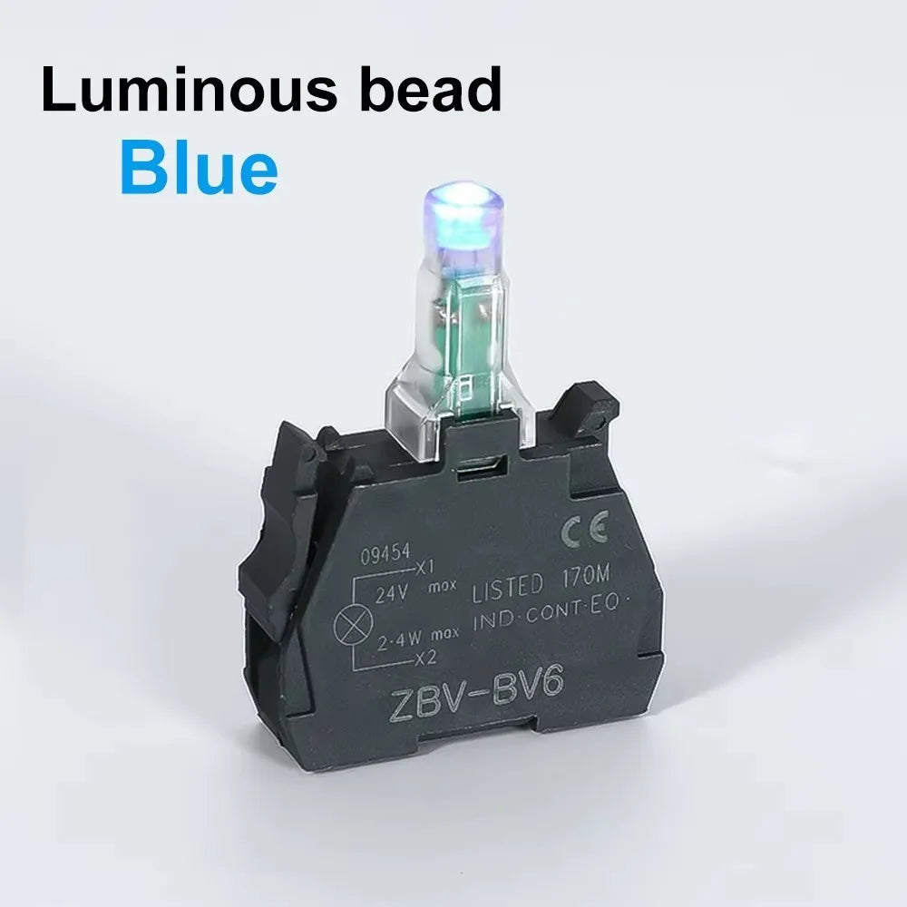 XB4 22mm Emergency Stop Button Switch Double Button Switch with Light Momentary Self Reset Mushroom Power Push Button Switch 10A