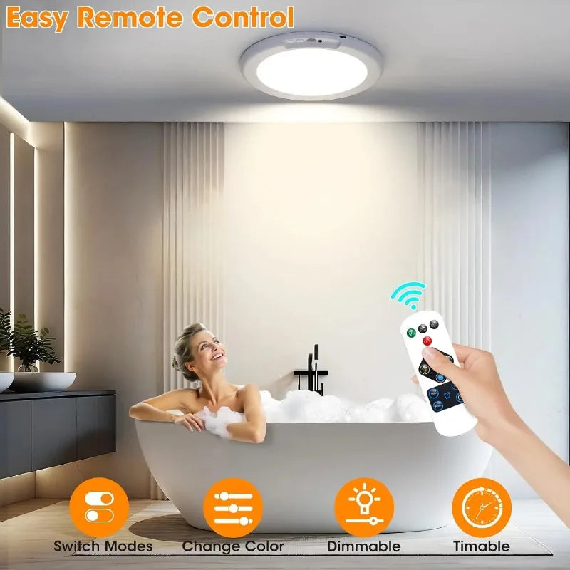 Magnetic Rechargeable Closet Light, Motion Sensor Wall Ceiling Lamp USB-C, Remote Control for Hallway Kitchen Stairs
