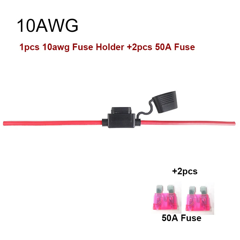 Waterproof Mini Small Medium Auto Fuse Holder 16/14/12/10AWG Car Blade Fuse wire cable 10A 20A 30A 50A fuse Power Socket