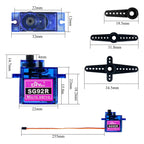 SG92R Micro Servo Motor 4.8-6V 360/270/180 Degree Continuous Rotation Controllable Angle for Robot RC Drone Aircraft Model 9g