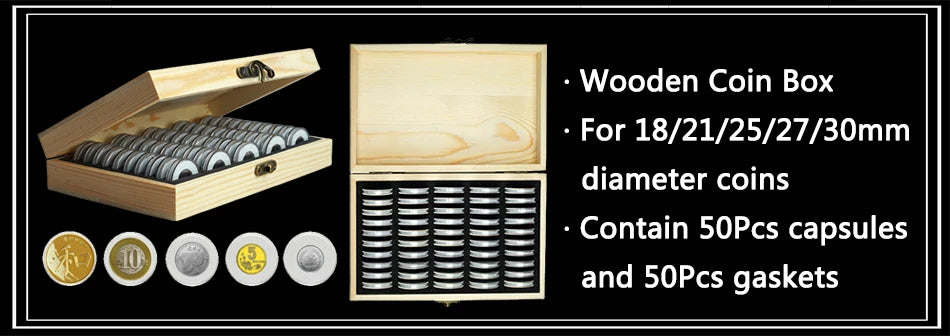 60Pcs 41mm Coin Capsules with Black Gaskets and a Storage Organizer Box for 5 Sizes (21/26/31/36/41mm) Coins Collection Holder