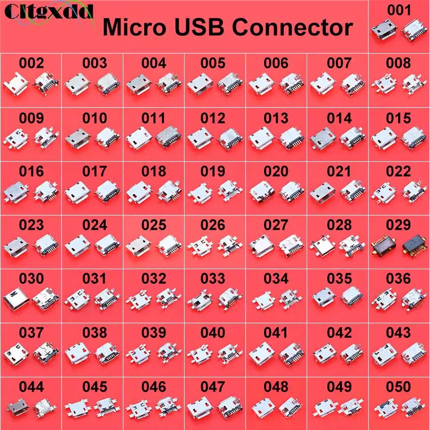 Cltgxdd 50ps/lot Micro USB Jack 5Pin Female Socket Connector SMD DIP V8 Port Charging Data Power Plug