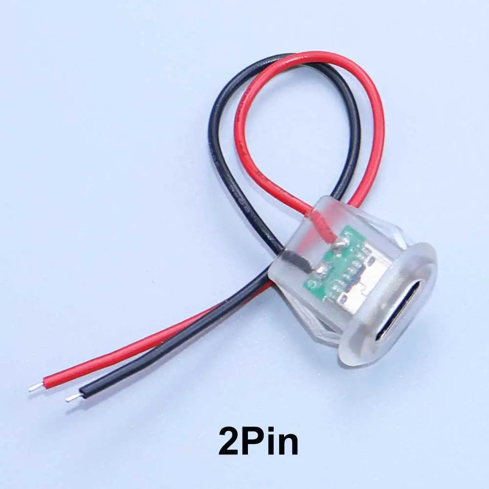 2/4/6Pin USB-C Type-C Waterproof Connector Charger Jack Direct Compression Female Socket Charging Interface With PH2.0 Terminal