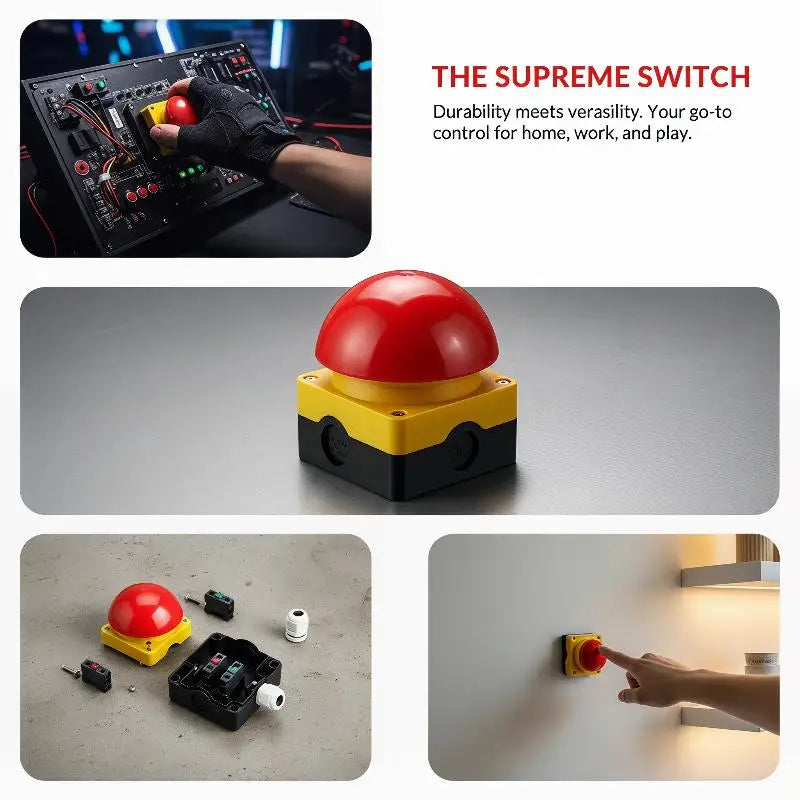1 Set Mushroom Head Self-Locking/Resetting 1NO Foot/Hand Control IP65 Emergency Stop Button Switch For Industrial Safe