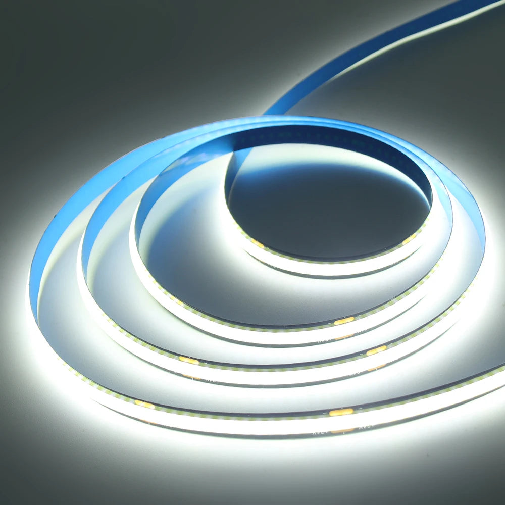 12V 24V Black PCB COB LED Strip Light 3000K 4000K 6000K 320LED/m High Density Lighting for Kitchen Cabinets Flex Tape RA90 IP30
