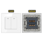 JHJCH - 1 Gang 1/2 Way Stair Switch, Tempered Glass Panel, Rocker Light Switch, On / Off Switch, Toggle Wall Switch