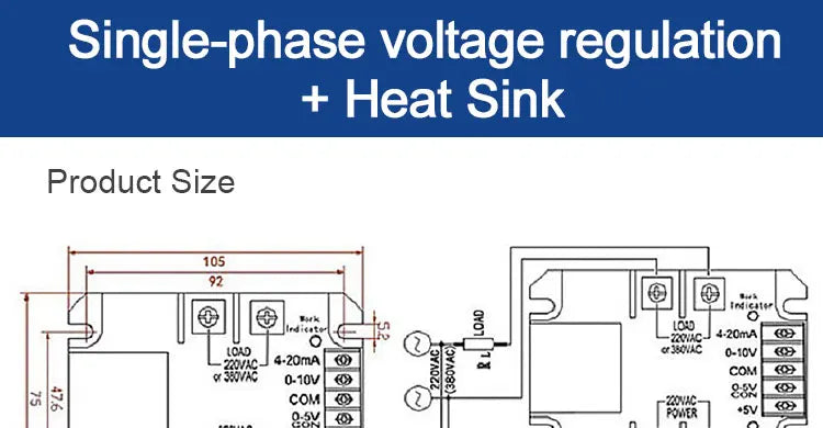 LCTC SSR 0-10V 4-20MA 0-5V Potentiometer Control Single Phase AC Voltage Regulator Relay With Heat Sink DTY Module 220V 380V