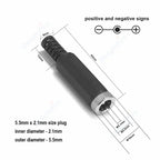 DC Power Connector 5.5mm 2.1mm 2.5mm 3.5mm 1.35mm Barrel Plug 3A 5V 12V Male Female Jack Socket Screw Nut Panel Mount Adapter