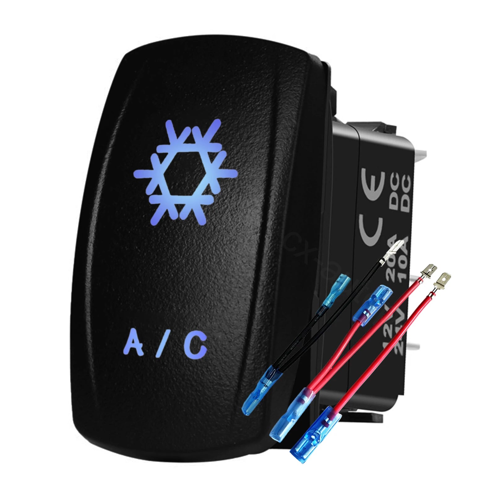 12V 24V Boat Trim Tabs Switch (ON)-OFF-(ON) Momentary Rocker Switch Waterproof Blue Light ON-OFF Toggle Switch With Harness