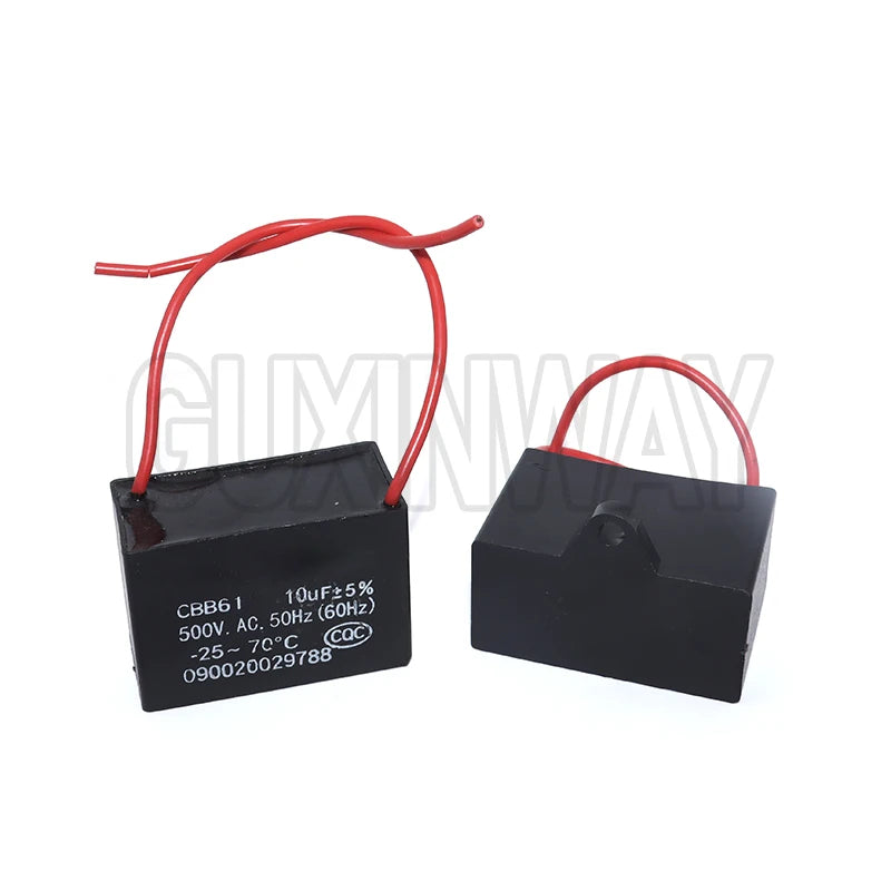 CBB61 Fan Capacitor 450V 1UF 1.2UF 1.5UF 2UF 2.5UF 3UF 4UF 5UF 6UF10UF Ceiling Fan Motor Run Rectangle Capacitor CBB61