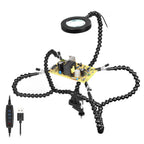 5Arm Welding Repair Tool Soldering Station with 3X Magnifier LED Light Bench Vise Table Clamp Clip PCB Holder Third Helping Hand