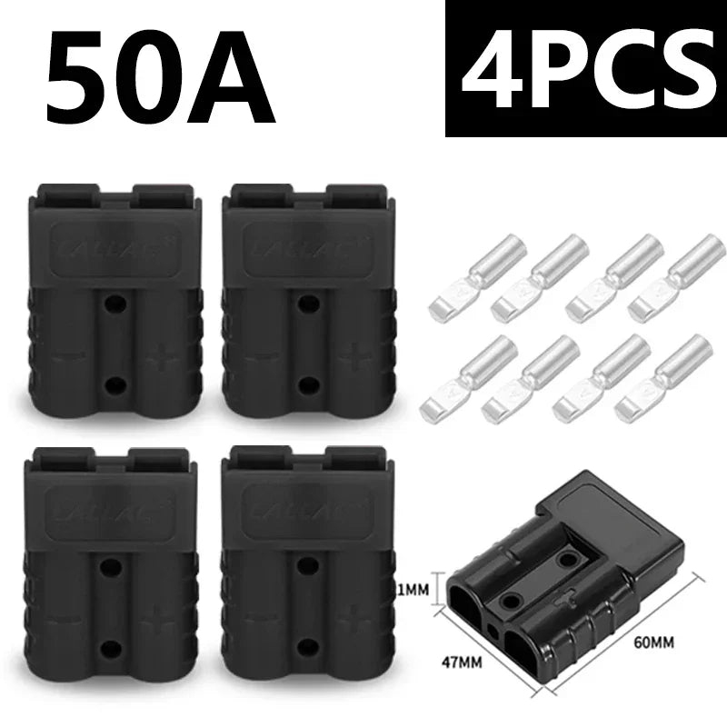 2Pairs（4PCS) High Current  Plugs 50A & 120A - Silver Plated Copper Connector Kit for Winch Motor Wiring 12-36V