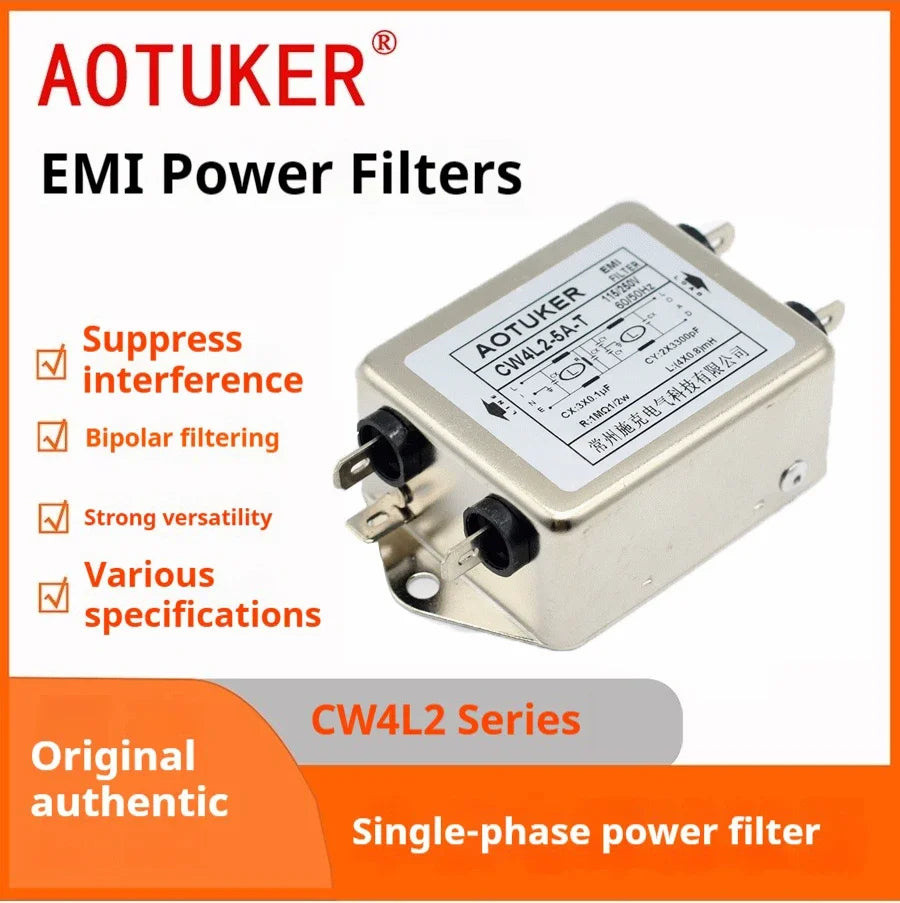 EMI Power Filter 115V/220V/250V Single Phase CW4L2-20A-T Dual Stage Filter Anti-Interference Power Purifier