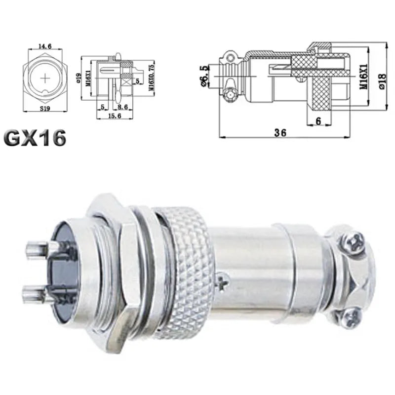GX16 Aviation Connector 2 3 4 5 6 7 8 9 10 Pin Panel Mount Fixing & Docking Type Male Female Circular Wire Panel M16 Connector