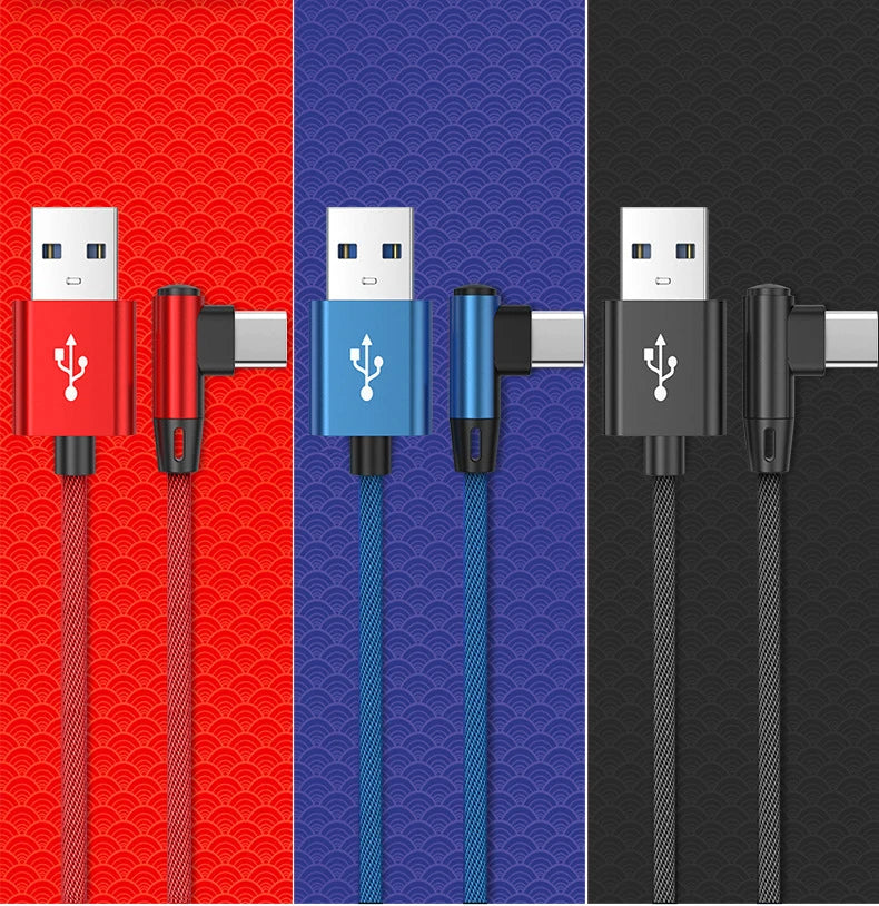 OLAF 5A USB C Cable Fast Charging Micro USB for Huawei Mate 40 30 Xiaomi Samsung 90 Degree Mobile Phone Charging Cord 1M/2M/3M