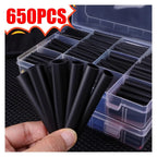650PCS Heat Shrink Tubing Kits Black Electrical Wire Wrap Cable Sleeves Assortments for Insulation Protection