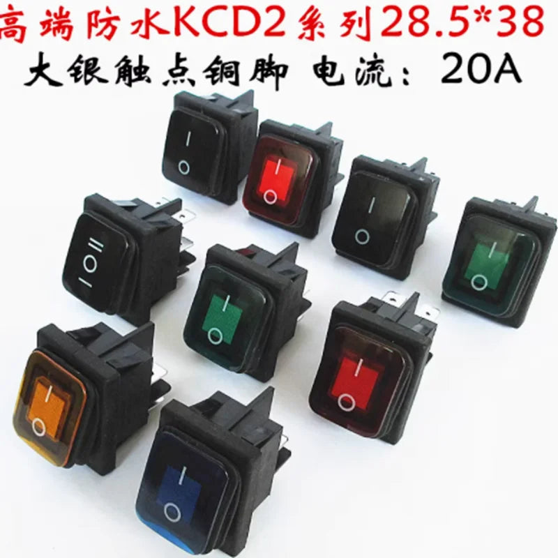 10pcs KCD2 2 ON-OFF ON-OFF-0N 4/6 pin heavy duty Sealed Waterproof Auto Boat Marine Rocker Switch with LED 15A 16A 20A 250V